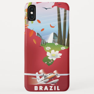 Funda Para iPhone XS Max Cartel de viaje ilustrado de Brasil.
