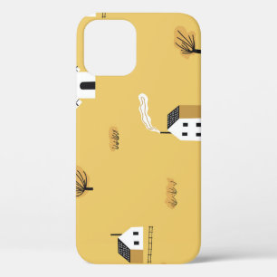 Funda Para iPhone 12 Casa colorida, árboles, paisaje de caballos