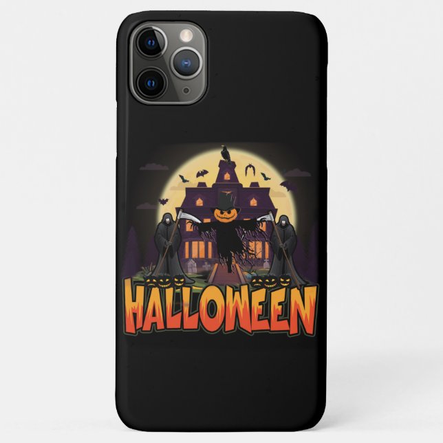 Funda De Case-Mate Para iPhone Casa de calabaza asustada, Halloween (Reverso)