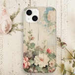 Funda Para iPhone 14 De Case-Mate Casa de campo con flores rusticas en el costado de<br><div class="desc">Diseño floral muy bonito con pulverizadores de esquina de rosas blancas y rosadas color agua y flores silvestres en rústica casa de campo con costura.</div>