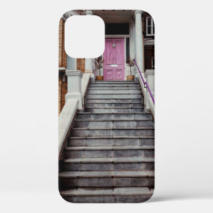 FUNDA PARA iPhone 12 CASA DE CONCRETO BLANCO QUE MUESTRA MADERA PURPLE 