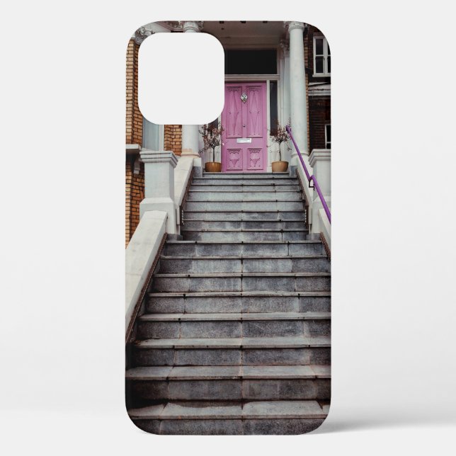 FUNDA DE Case-Mate PARA iPhone CASA DE CONCRETO BLANCO QUE MUESTRA MADERA PURPLE  (Reverso )