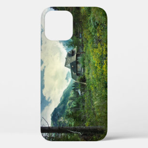 Funda Para iPhone 12 Casa de madera, paisaje natural de montaña.