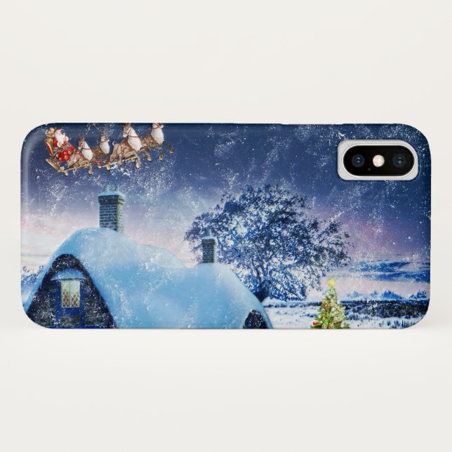 Funda De Case-Mate Para iPhone Casa de Navidades Snowden y Santa (Reverso (horizontal))