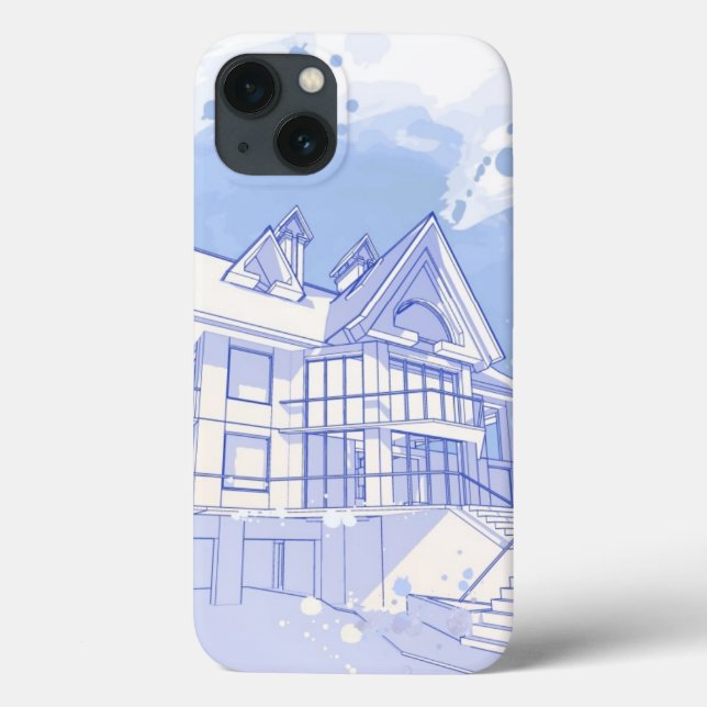 Funda De Case-Mate Para iPhone casa: dibujo de acuarela (Reverso)