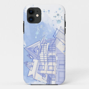 Funda Para iPhone 11 casa: drenaje de la acuarela