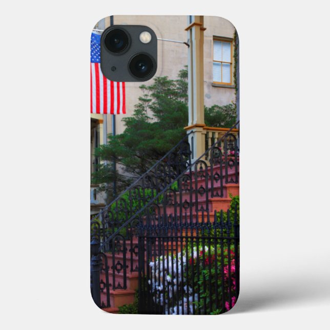 Funda De Case-Mate Para iPhone Casa en el distrito histórico en primavera (Reverso)