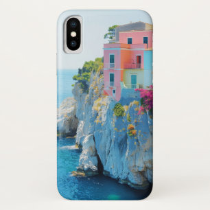 Funda Para iPhone X Casas coloridas sobre un acantilado cerca del mar