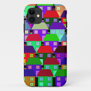 FUNDA PARA iPhone 11 CASAS COMUNIDAD HOGAR COLORIDO