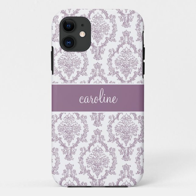 Funda De Case-Mate Para iPhone Casas de iPhone Damask elegantes (púrpura) (Reverso)