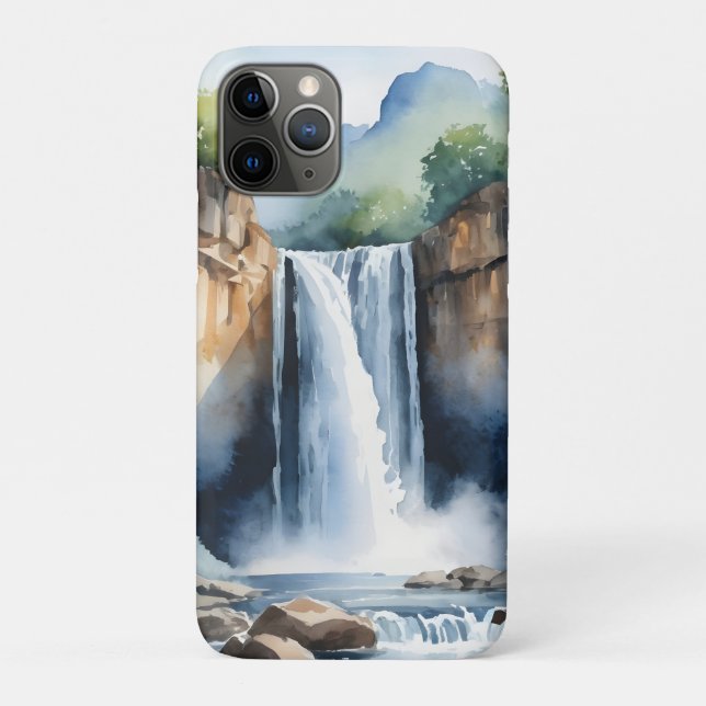 Funda De Case-Mate Para iPhone Cascada pintada a la acuarela (Reverso)