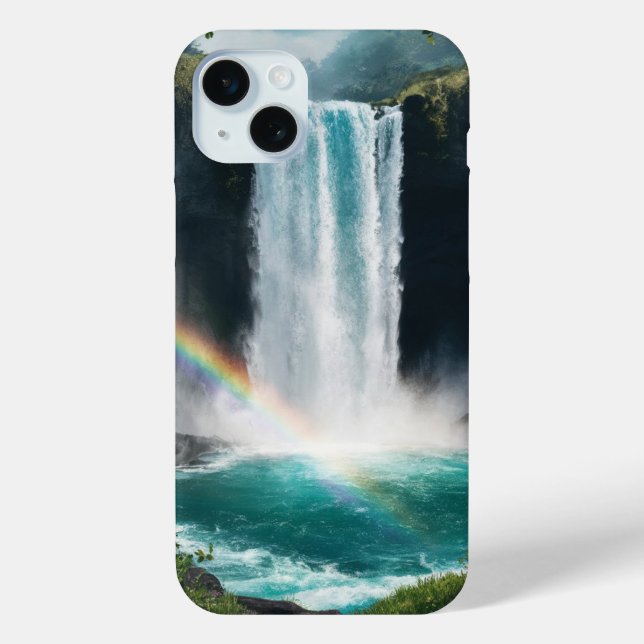 Funda De Case-Mate Para iPhone Cascada y arcoiris (Reverso )