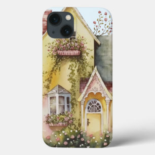 Funda Para iPhone 13 Casco amarillo agua caja de flores jardín dulce