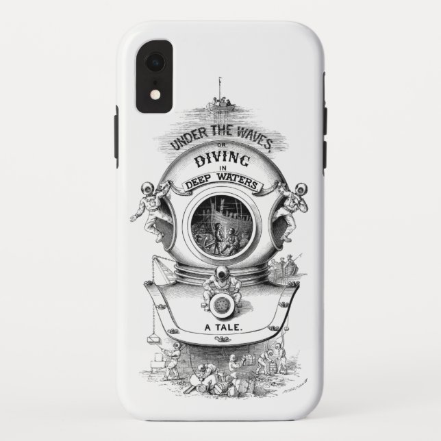 Funda De Case-Mate Para iPhone Casco de buceo antiguo blanco náutico (Reverso)