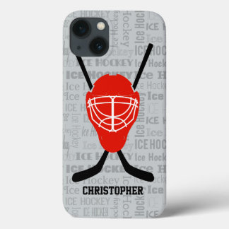 title_seo2 Casco de hockey sobre hielo rojo y tipografía de c