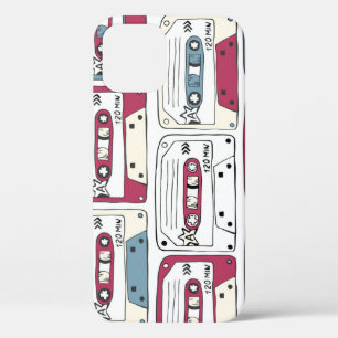 Funda Para iPhone 12 Casetes de música retro: Patrón de fondo de rock