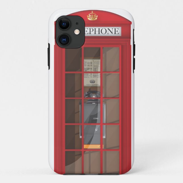 Funda De Case-Mate Para iPhone Casilla de llamadas del público rojo británico (Reverso)