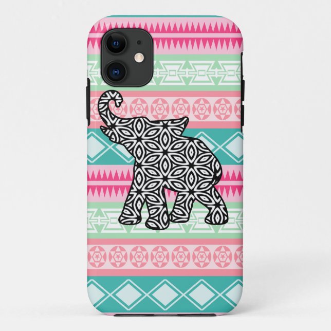 Funda De Case-Mate Para iPhone Caso azteca bonito del iPhone del elefante del (Reverso)