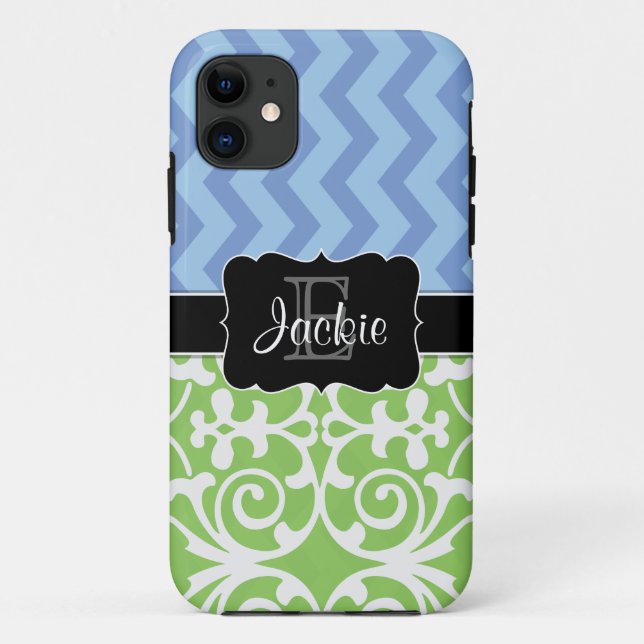 Funda De Case-Mate Para iPhone Caso con monograma iPhone5 del modelo dual verde (Reverso)
