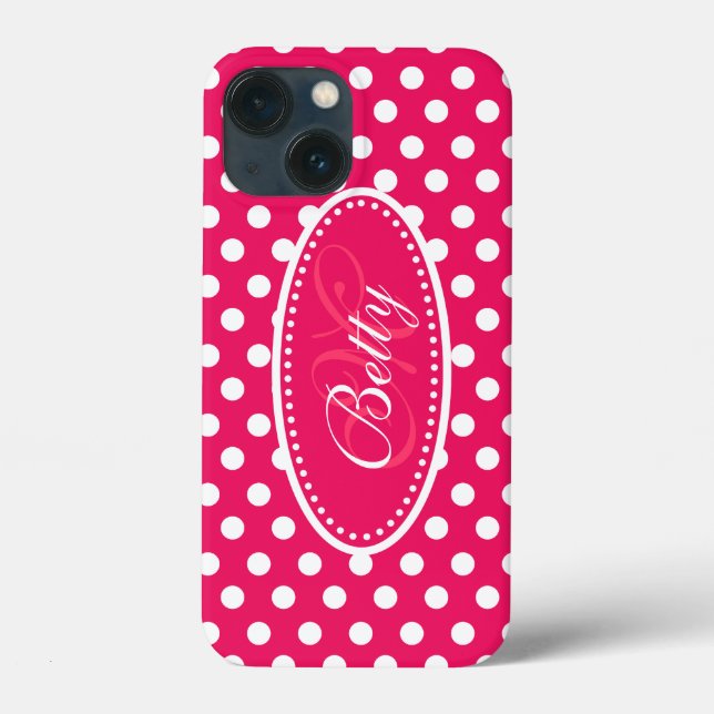 Funda De Case-Mate Para iPhone Caso de ipad blanco rosado personalizado de Polka  (Reverso )