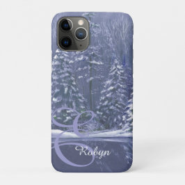 Funda Para iPhone 11 Pro Caso de iphone de nombre y árboles de invierno ini