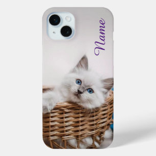 Funda Para iPhone 15 Mini Caso de teléfono de gato personalizado con el nomb