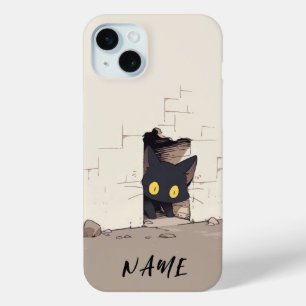 Funda Para iPhone 15 Mini Caso de teléfono de gato personalizado con el nomb