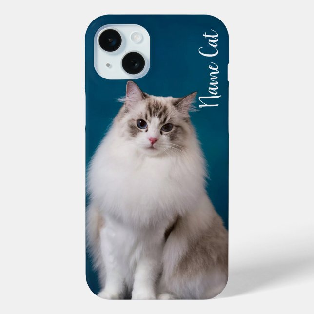 Funda De Case-Mate Para iPhone Caso de teléfono de gato personalizado con el nomb (Reverso )