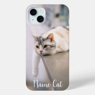 Funda Para iPhone 15 Mini Caso de teléfono de gato personalizado con el nomb