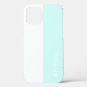 FUNDA PARA iPhone 12 CASO DE TELÉFONO DE MONOGRAMA MINT VERDE Y BLANCO