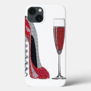 Funda Para iPhone 13 Caso del iPad rojo del estilete y de Champán del