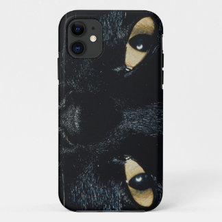 Funda Para iPhone 11 Caso del iPhone 5 de la cara del gato negro del