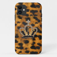 Caso del iPhone 5 de princesa Crown Leopard Fur