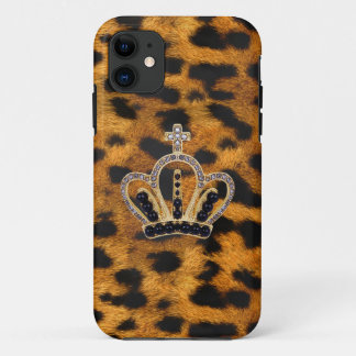 Funda Para iPhone 11 Caso del iPhone 5 de princesa Crown Leopard Fur