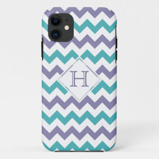 Funda Para iPhone 11 caso del iPhone 5: Monograma: Chevron púrpura y