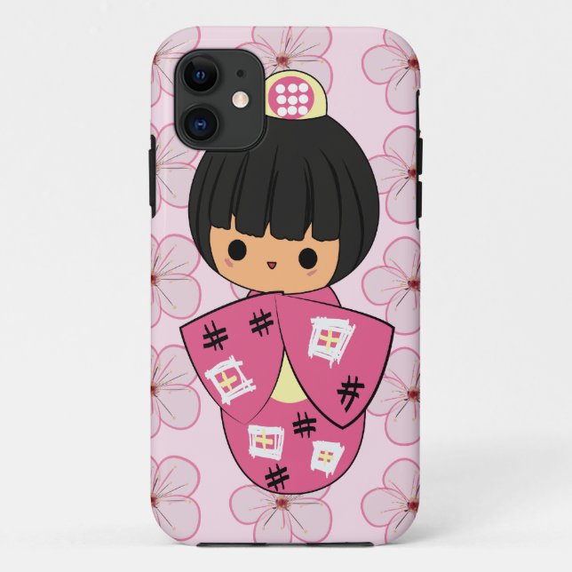 Funda De Case-Mate Para iPhone Caso del iPhone de la muñeca de Kawaii Kokeshi (Reverso)