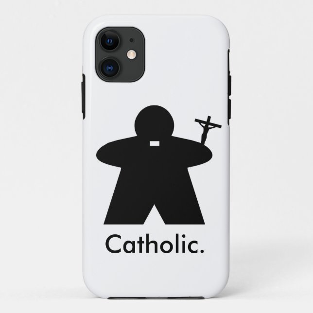 Funda De Case-Mate Para iPhone Caso del iphone de Meeple del sacerdote católico (Reverso)