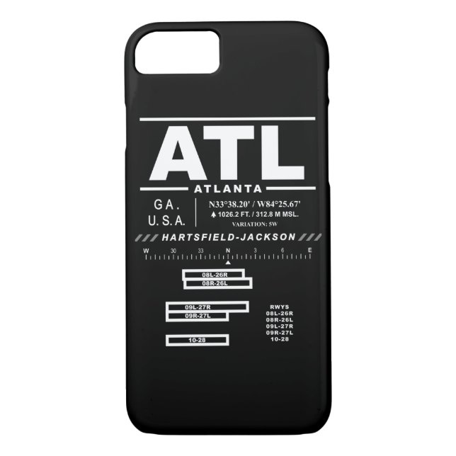 Funda De Case-Mate Para iPhone Caso del iPhone del aeropuerto internacional ATL (Reverso)