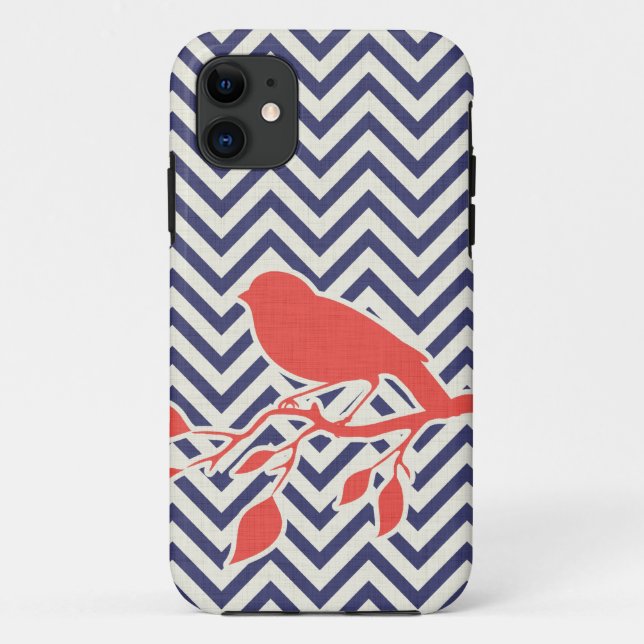 Funda De Case-Mate Para iPhone Caso del iPhone del pájaro y de Chevron (Reverso)