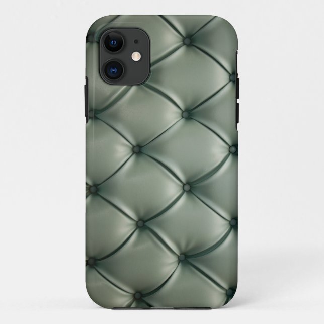 Funda De Case-Mate Para iPhone caso del iPhone - tapicería de cuero verde del (Reverso)