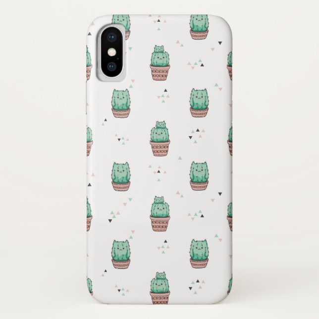 Funda De Case-Mate Para iPhone Caso del iPhone X del gato del cactus (Reverso)
