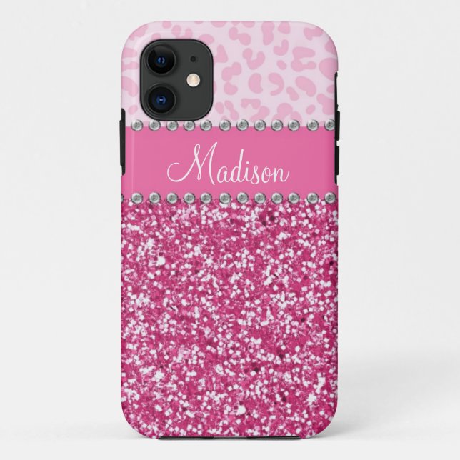 Funda De Case-Mate Para iPhone Caso diamante de imitación del leopardo BLING del (Reverso)