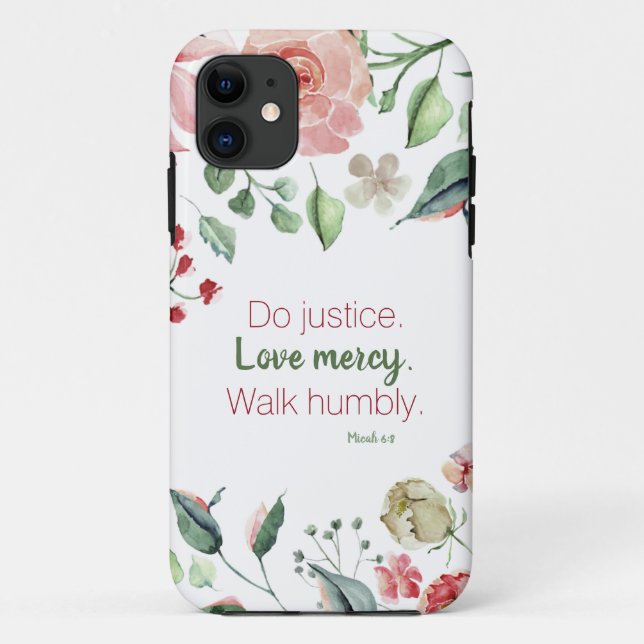 Funda De Case-Mate Para iPhone Caso Do Justice Floral Micah 6:8 Funda-Mate iPhone (Reverso)
