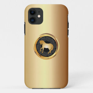 Funda Para iPhone 11 Caso elegante del iPhone 5 del caballo del oro
