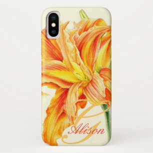 title_seo2 Caso floral del iphone del daylily anaranjado de