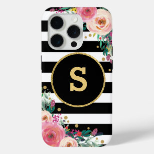 Funda Para iPhone 15 Pro Caso floral elegante del iPhone 7 del oro del