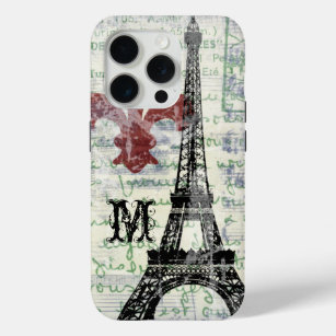 Funda Para iPhone 15 Pro Caso francés del iPhone del vintage de la torre
