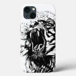 FUNDA PARA iPhone 13 CASO IPHONE DE APPLE DE TIGRE BLANCO Y NEGRO