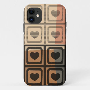 Funda Para iPhone 11 Caso iphone de corazones vintage negros, marrones,