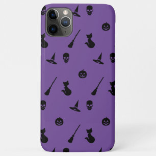 Funda Para iPhone 11 Pro Max Caso iPhone Patrón Halloween Color negro sobre mor